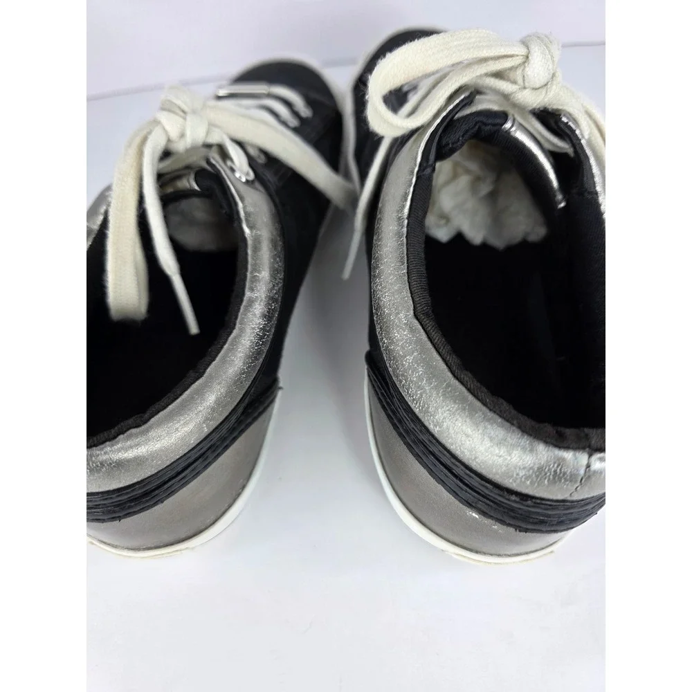 Coach Francesca Sneakers Womens 8B Black Canvas Signature C Silver Trim Classic